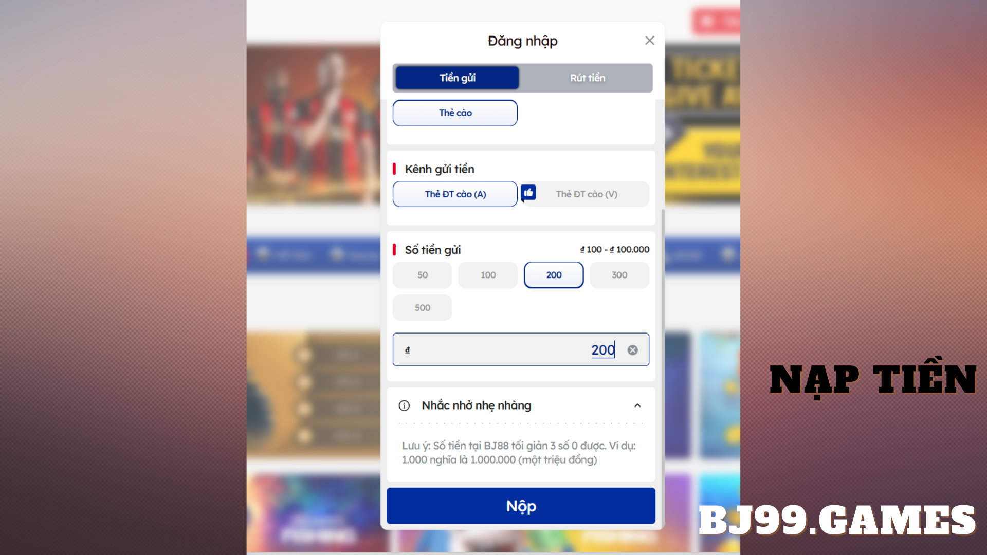 NẠP TIỀN THẺ CÀO ĐIỆN THOẠI 